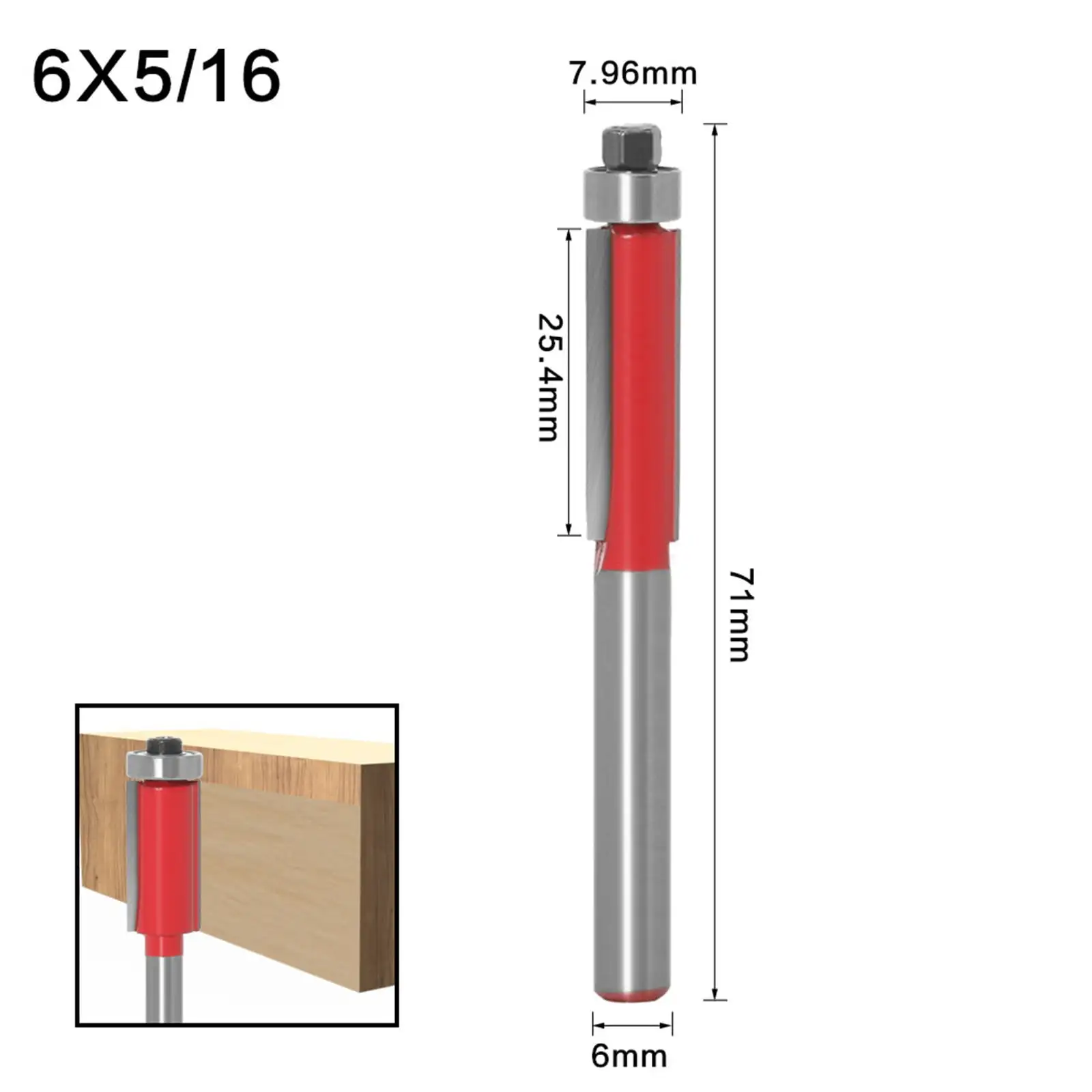 .6Mm Shank Straight Flush Trim Router Bit Woodworking Cutting Tool